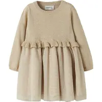 Name it Kjole - Strik - NmfRefraja - Cement m. Glimmer/Tyl - - 2 år (92) - Kjole