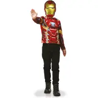 Rubies Udklædning - Iron Man Top/Maske - - 5-8 år (110-128) - Udklædning