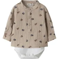 Name it Skjortebody l/æ - NbmDutty - Chateau Gray - - 56 - Body L/Æ