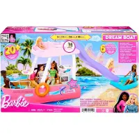 Barbie Dream Boat-legesæt med pool, rutsjebane og over 20 dele tilbehør, Dukkebåd, 3 År, 2,03 kg
