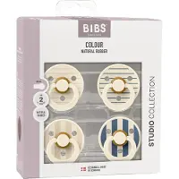 BIBS Colour Sutter - 4-pak - Str. 1 - Ivory/Vanilla/Steel Blue - - 0-6 mdr - Sutter
