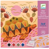 Djeco Stempelsæt - Clear Stamps - Patterns and Animals - - OneSize - Kreasæt