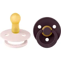 BIBS Colour Round Natural Rubber Petal/Plum - 2pcs