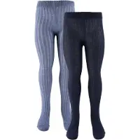 Minymo Strømpebukser - 2-pak - Solid Rib - Navyblå/Blåmeleret - - 68/74 - Strømpebukser