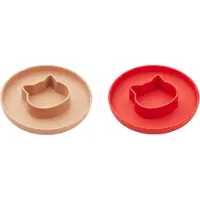 Liewood Tallerken - Cat - 2-pak - Silikone - Apple Red/Tuscany - - OneSize - Tallerken