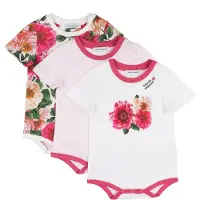 Dolce&Gabbana Gaveæske - Bodyer k/æ - 3 stk. - Hvid/Rosa - - 9-12 mdr - Body K/Æ