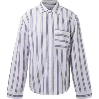 Hound Skjorte - Linen Blend - Deep Blue/Hvid - - 8 år (128) - Skjorte