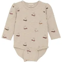 Minymo Body l/æ - Beige Melange - - 1 år (80) - Body L/Æ