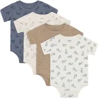 Pippi Baby Bodyer k/æ - 4-pak - Flint Stone - - 50 - Body K/Æ