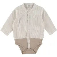 Hust and Claire Skjortebody l/æ - Bertil - Beige/Off White - - 2 år (92) - Body L/Æ