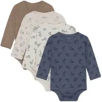 Pippi Baby Bodyer l/æ - 4-pak - Flint Stone - - 1 år (80) - Body L/Æ