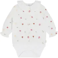 Hust and Claire Skjortebody l/æ - Bernadette - Hvid m. Blomster - - 74 - Body L/Æ