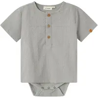 Lil´ Atelier Skjortebody k/æ - NbmHoman - Limestone m. Struktur - - 56 - Body K/Æ