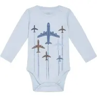 Hust and Claire Body l/æ - Uld/Bambus - Baloo - Cloud Blue m. Fl - - 50 - Body L/Æ