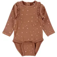 Minymo Body l/æ - Brun m. Prikker - - 68 - Body L/Æ