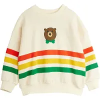Mini Rodini Sweatshirt - Bear Stripe - Off-White - - 6-7 år (116-122) - Sweatshirt