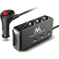 Macleans Energy MCE218 - Bilstrømsadapter - 120 Watt - 10.2 A - PD, QC 3.0 - 8 output-stikforbindelser (4 x USB, USB-C, 3 x automobil-cigarettænder) - sort