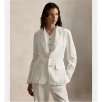 Ralph Lauren Polo Ralph Laurentil kvinder. 211B14270001 Hørblazer med enkeltradet hvid knaplukning (34), Casual, Linned, Klassisk