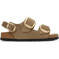 Birkenstock Birkenstocktil kvinder. 1031782 Sandaler Milano Big Buckle Oiled (Smal pasform) beige (37), Læder, Brun, Fast, Spænder, Casual