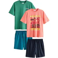 Next Pyjamas kort petroleum / smaragd / lyseorange / sort