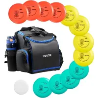 Vevor Disc Golf Sæt, 12 stk. flyvende diske til begyndere, disc golf startersæt, med putter, mellemklasse, driver, inklusive minimarkør, bærbar rygsæk, til udendørs baghave, græsplæne, strand og park