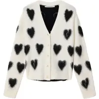 AllSaints Cardigan 'SCATTER HEART' sort / naturhvid