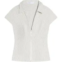 Bershka Bluse mudderfarvet / naturhvid