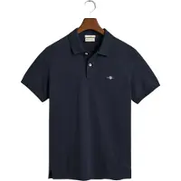 Gant Ganttil mænd. 2220 Slim fit navy Shield pique polo shirt (3XL), Casual, Bomuld, Korte ærmer, Blå