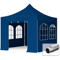 TOOLPORT 3x3m, aluminium, easy-up-pavillon, 4 sidedele, mørkeblå