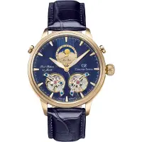 Carl von Zeyten Herreur CVZ0060GBLS Durbach Blå/Læder Ø45 mm