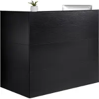 Vevor Receptionsdisk, 137 x 89 x 112 cm L-formet frontbord, kontorreceptionsdisk med skuffe, tastaturbakke og opbevaringsskab, til kasse, lobby, skønhedssalon og kontor, sort