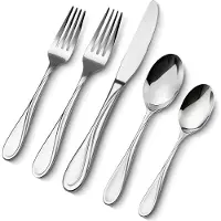 Vevor 30-delt sølvbestiksæt, fødevaregodkendt rustfrit stålbestik, spejlblankt bestiksæt, opvaskemaskinesikkert spiseservice til køkken/hjemmet, service til 6 personer, inklusive kniv, gaffel og ske