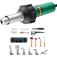 Vevor varmluftssvejser til plastik, 1600W varmluftsbrænderpistol, 122-1112℉ PVC TPO vinyl varmepistol svejsebrænder, svejsesæt til plasttag med 17 tilbehør - værktøjskasse, dyse, rulle, klinger til PP