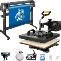 Vevor 5 i 1 varmepresse 15"x15" transferhætte 53" vinylskærerplotter skærer 3 knive