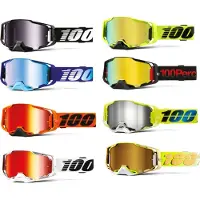100% ARMEGA Goggles - Briller til Dirt Bikes, Motocross, Motorcykel & Cykelsport - Holdbare Mountain Biking Goggles - Nuclear Citrus, Spejl Guld Linse