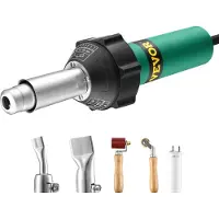 Vevor varmluftssvejser til plastik, 1600W varmluftsbrænderpistol, 122-1112℉ PVC TPO vinyl varmepistol svejsebrænder, plastsvejsetagsæt med 2 dyser, silikone- og kobbersømrulle til PP/PE/PVC-plader