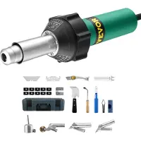 Vevor varmluftssvejser til plastik, 1600W varmluftsbrænderpistol, 122-1112℉ PVC TPO vinyl varmepistol svejsebrænder, svejsesæt til plasttag med 14 tilbehør - værktøjskasse, dyse, rulle, klinger til PP