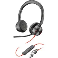 Poly Blackwire 8225 Stereo Microsoft Teams Certified USB-C Headset +USB-C/A Adapter (8X225AA)