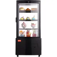 Vevor Køleskab, 85 liter, 3-etagers, bordmonteret wienerbrødsmontre, kommercielt displaykøleskab med LED-belysning, TURBO-køling, frostfri luftkøling, låst dør til bageri