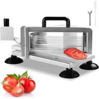 Vevor Kommerciel Tomatskæremaskine, 1/4 tommer Tomatskæremaskine, Rustfrit Stål Kraftig Tomatskæremaskine, Manuel Tomatskæremaskine med Skridsikre Fodder, Til Skæring af Tomater, Agurker, Bananer