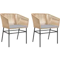vidaXL havestole 2 stk. med hynder polyrattan brun