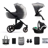 Kinderkraft universalus vežimėlis 3in1 PRIME 2 3IN1 MINK PRO pilkos spalvos, KSPRIM02GRY300I