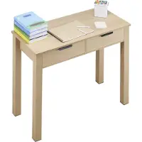 Vevor Lille Skrivebord med Skuffer, Børneskrivebord til Soveværelse, Moderne Simpelt Studiebord til Tegning, Læsning, Skrivning, Rektangulært MDF Møbelstudie Opbevaringsbord til Hjemmet, Kontoret, Lys