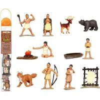 Safari Ltd. Powhatan -indianere Toob - 12 Figurer: Camp Fire Canoe Deer Hide Warriors Pocahontas Chief Whunsoncock & More - Uddannelsesleget?jsfi