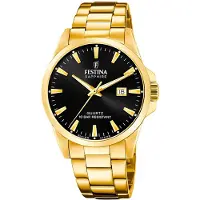 Festina Herreur F20044-6 Swiss Made Sort/Gul guldtonet stål Ø41 mm