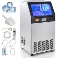 Vevor Professionel ismaskine, 45 kg/24 timer, ismaskine, 55 isterninger på 12-15 minutter, fritstående ismaskine med 16 kg opbevaringskapacitet, LED digitalt display, til bar, hjemmekontor, restaurant