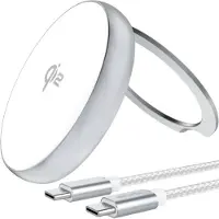 4smarts - Trådløs opladningsstander - kickstand, Qi2 - 15 Watt - 3 A - sølv/hvid