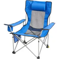 Vevor Hvilestol, 4 justerbare positioner, bærbar foldbar liggestol til voksne, netstrandstol med nakkestøtte og fodstøtte, understøtter 220 lbs, kraftige campingstole til terrassen, blå