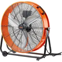 Vevor tromleventilator, 24 tommer højhastigheds industriel butiksventilator, kraftig kommerciel brug 3-hastigheder 8600CFM, 360° justerbar vipning, 0-2 timer industriel gulvventilator til lager, værks