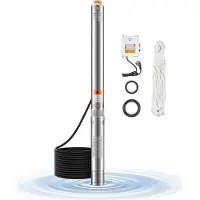 Vevor dykpumpe til dyb brønd, 550 W udgangseffekt, 230 V, 65 l/min flow, 210 fods trykhøjde, med 65,62 fods ledning, ekstern kontrolboks, vandpumpe i rustfrit stål, til industriel vanding og hjemmebru